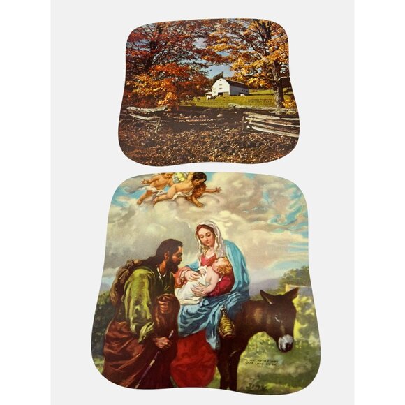 Vintage 1961 Embossed Calendar Page Samples Lithograph Prints & Cardboard Fan - Picture 3 of 6